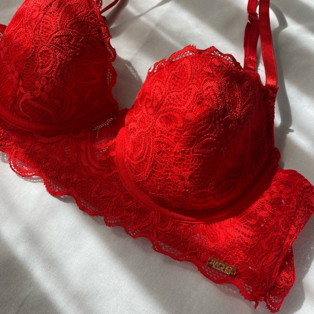Rachel Roy fire engine red lace bra